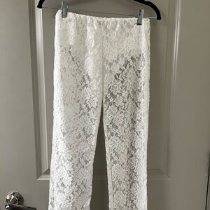 Feminine Lace Pants-White